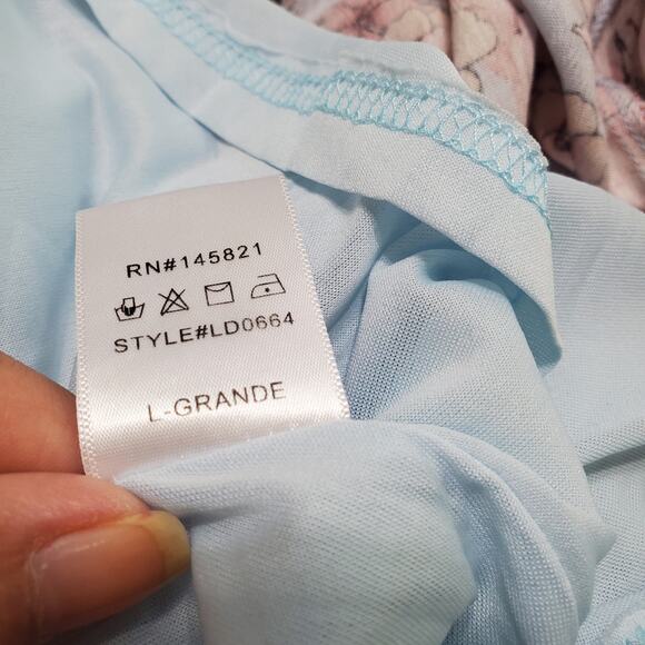 Listicle Blue Pink Floral Maxi Dress Strappy Button Front Pockets  Large - Picture 9 of 11